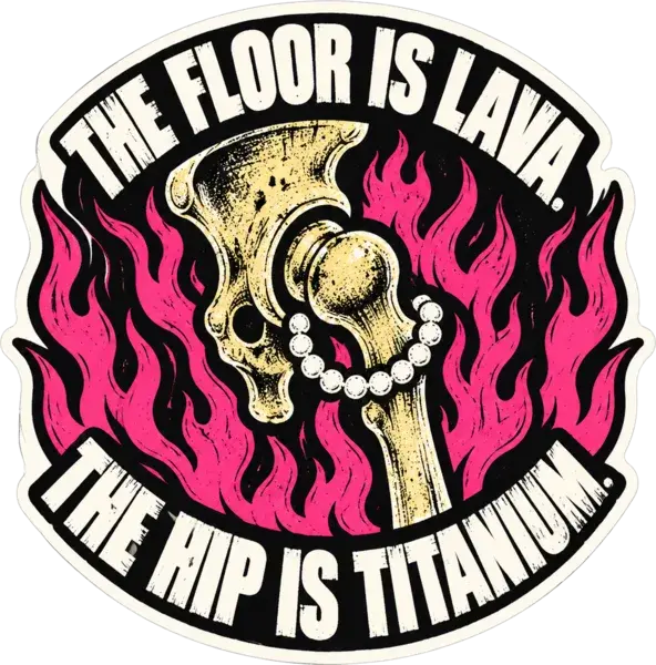 The floor is lava, the hip is titanium sticker design