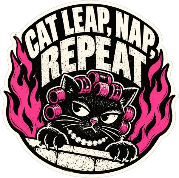 Cat leap, nap, repeat sticker design
